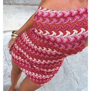Vibrant Pink and Red Knit Dress